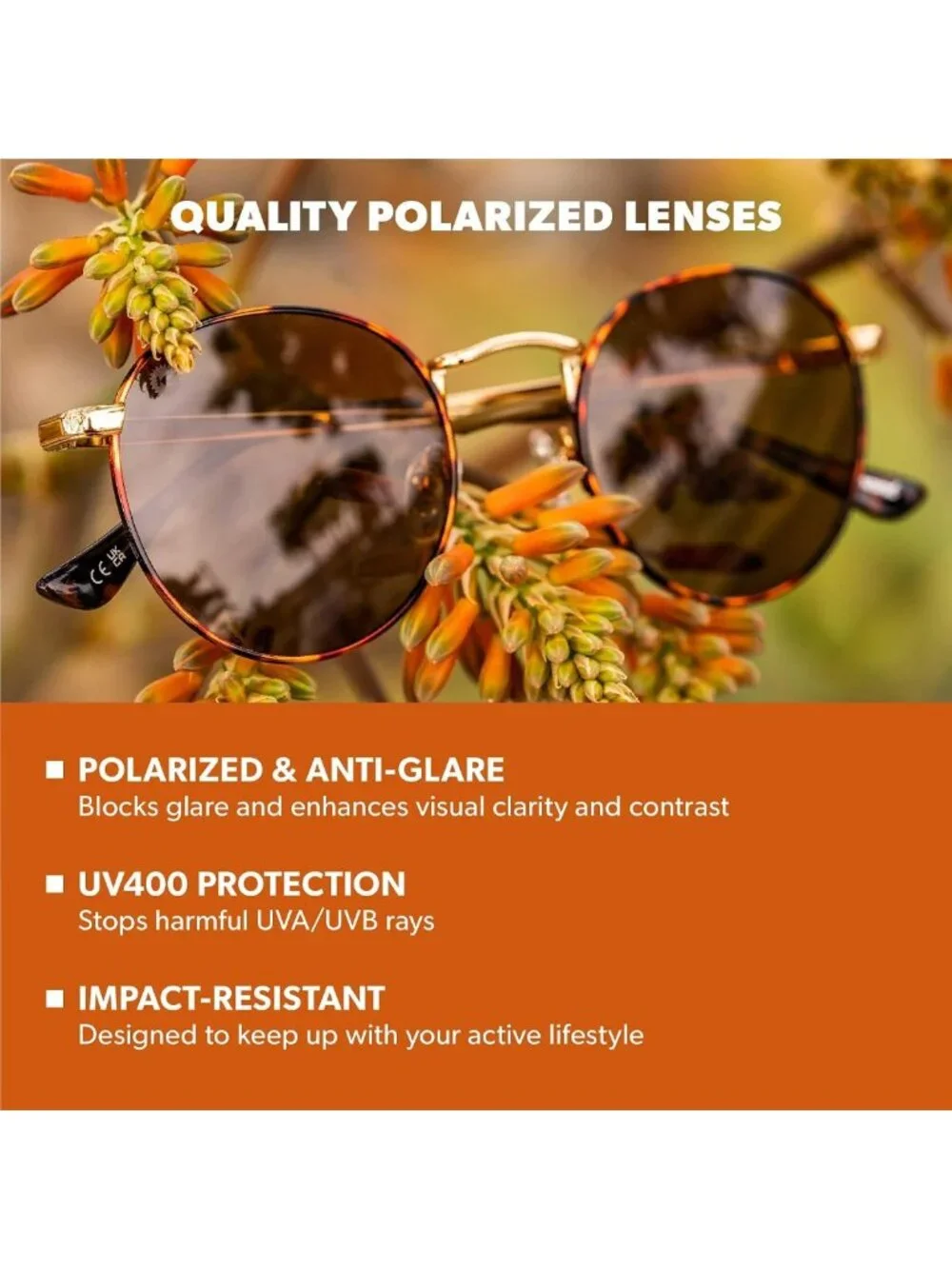 Retro Round Polarized Sunglasses for Men & Women - UV Protection, Stylish